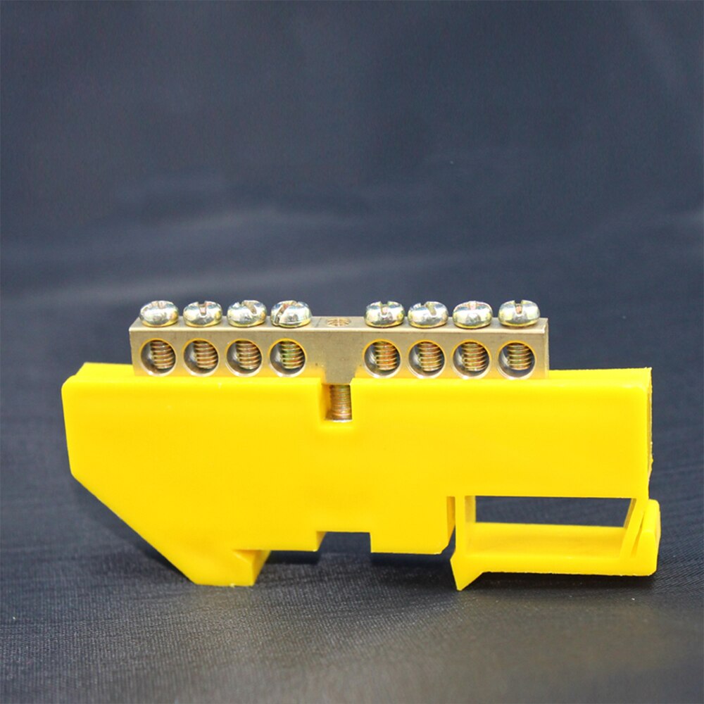 1pc Bridge Line 6 8 10 12 Positions 8x12 Copper Grounding Strip Terminal Block Connector Distribution cabinet Blue Yellow