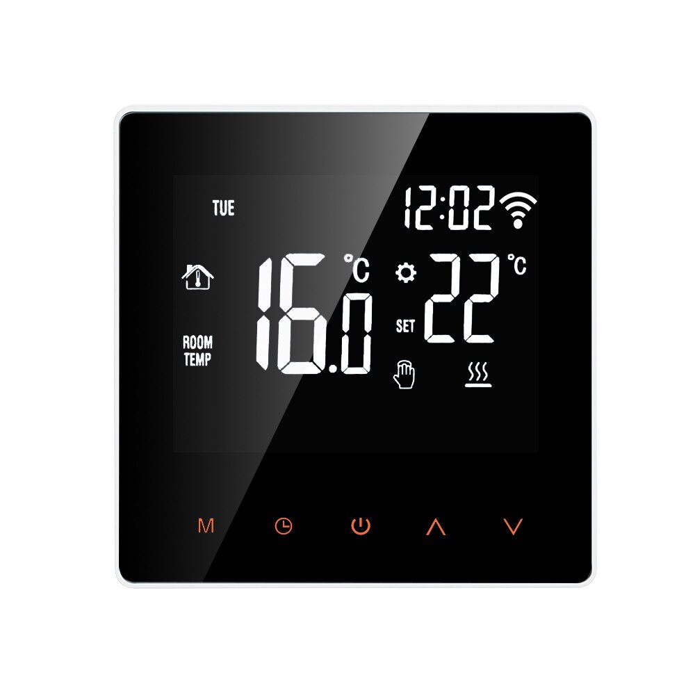 Wi-Fi Smart Digital Temperature Thermostat Controller APP Control LCD DisplayTouch Screen Week Programmable Electric: White Wi-Fi