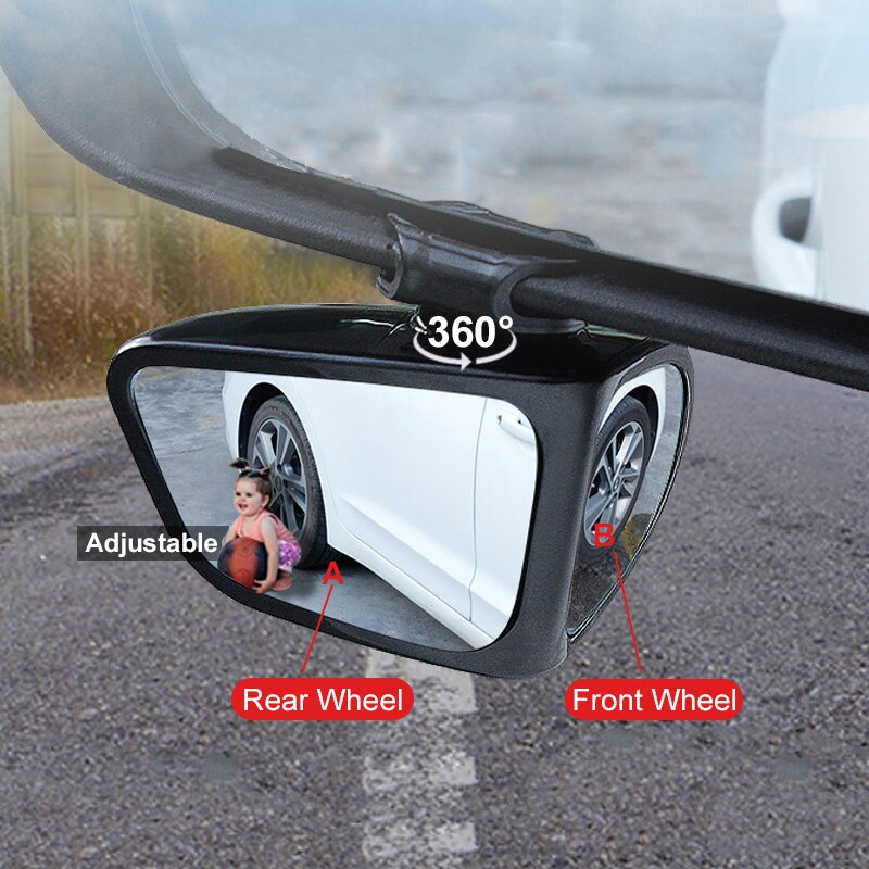 Bil blindsone speil roterbart 2 side vidvinkel hd blindsone speil til bil bakre rygge hjelpe blindsone speil