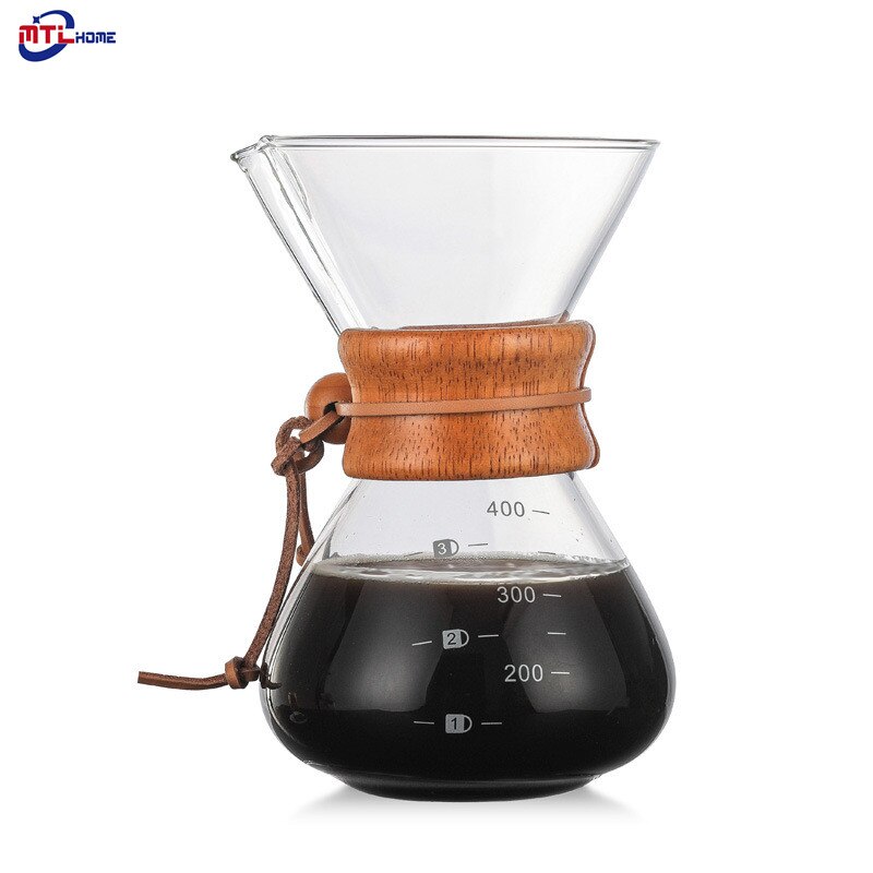 High-Temperature Resistant Glass Coffee Maker Coffee Pot Espresso Coffee Machine With Stainless Steel V60 Filter: pot without filter