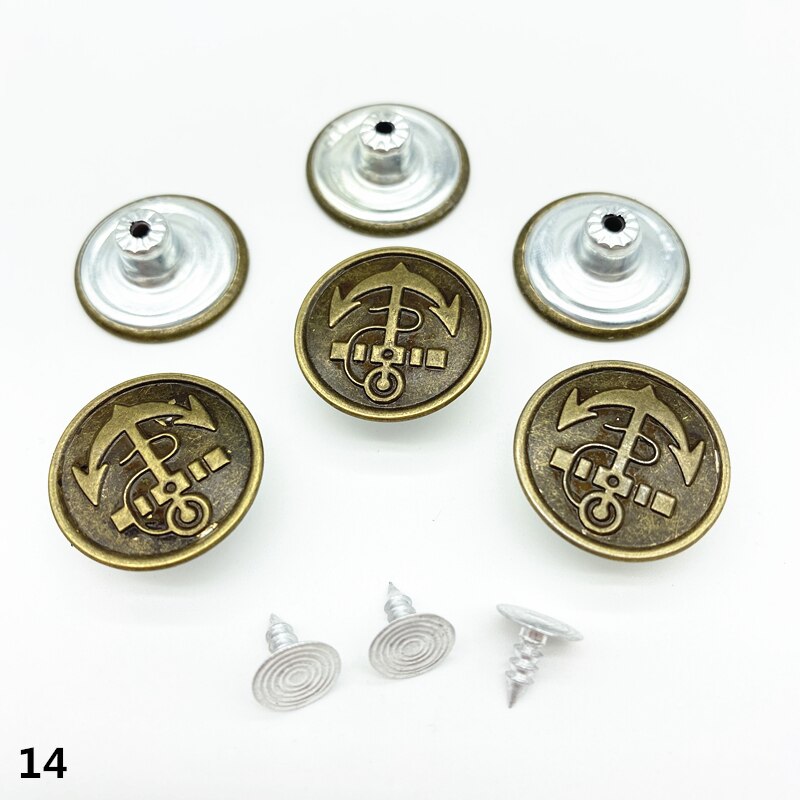20 piezas 20mm bronce de botón de Metal para pantalones Shank botón para prendas de vestir pantalones ropa de costura Accseeories hecho a mano # Ro