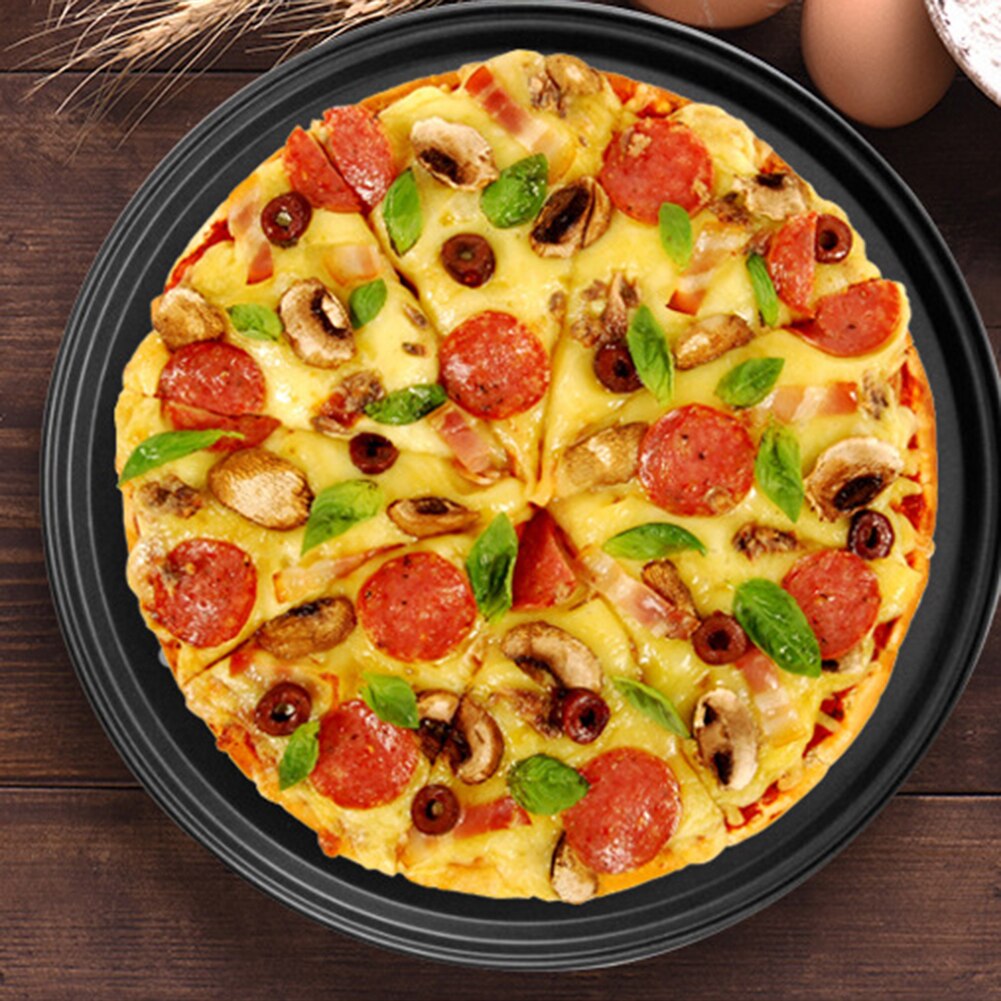 28/32Cm Staal Non-stick Pizza Bakken Pan Plaat Met Gat Bakvormen Bakken Gereedschap Keuken Gereedschap Bakken lade