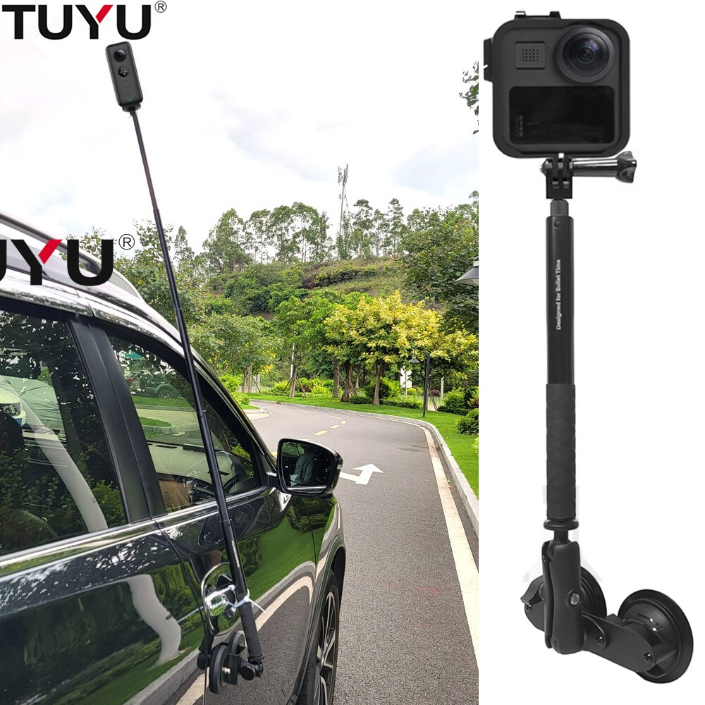 Support de ventouse de voiture à double tête de boule de 1 pouce, adapté à la perche à Selfie Invisible pour Insta360 One R X2 Gopro Max, accessoires