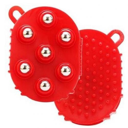 Stainless Steel 360 Degree Rotation 7 Balls Face Neck Leg Arm Body Massager Anti-Cellulite Muscle Pain Relief Relax Massager: Red