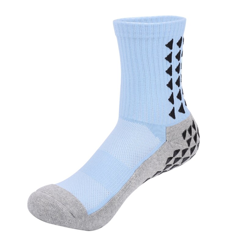 1 Pair Sport Socks Anti Slip Non Skid Slipper Socks with Grips for Adults Men Women Fitness Workout Play Football Sweat Socks: Light Blue