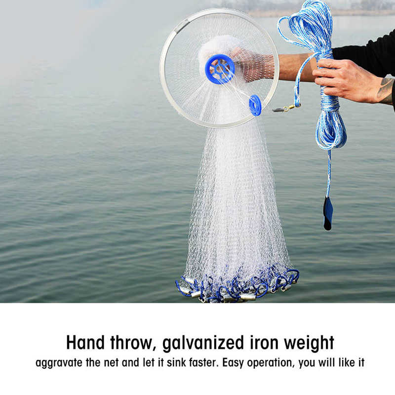 CN AU DE US Cast Nets 2.4/3.6/4.8M High Strengthen Nylon Monofilament Small Mesh Cast Hand Throw Fishing Net Catch Fish Net