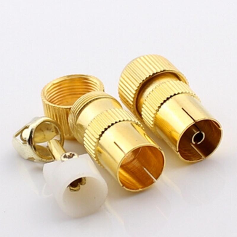 10pcs Gold-plated Cable TV CATV Connector AntennaTV Female DIY