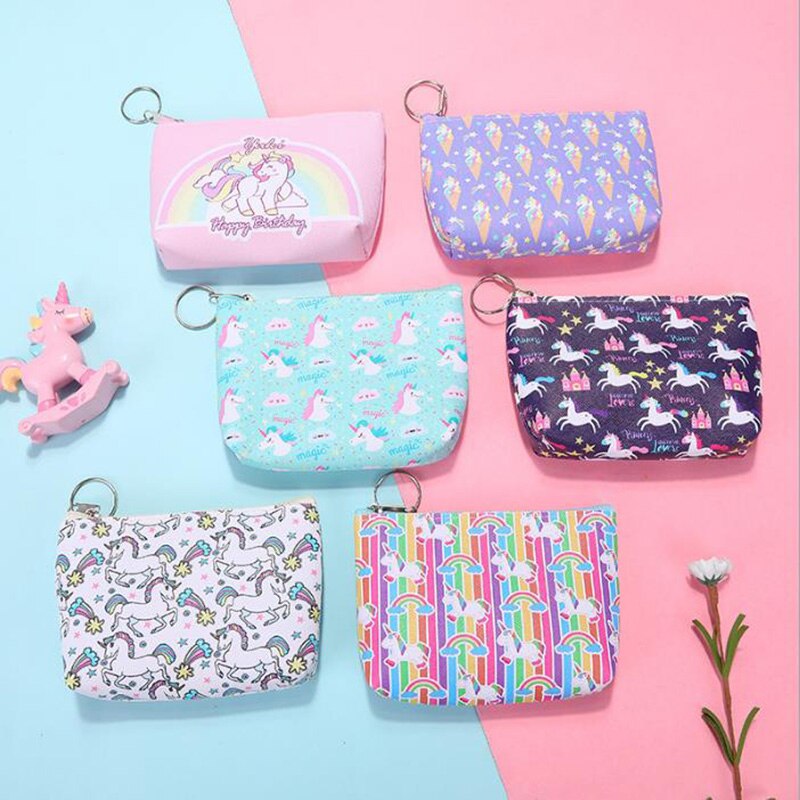 Monederos con cremallera para niños y niñas, Mini monedero para calderilla, Kawaii, Animal, unicornio, flamenco, 1 unidad