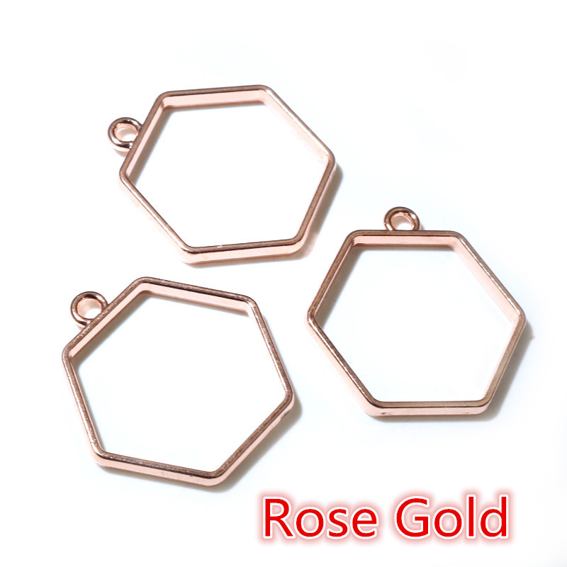 10 unidades, bandeja colgante de resina epoxi hexagonal de 29x28mm con marco metálico hueco de aleación de Zinc para accesorios de fabricación de joyas DIY: Violeta