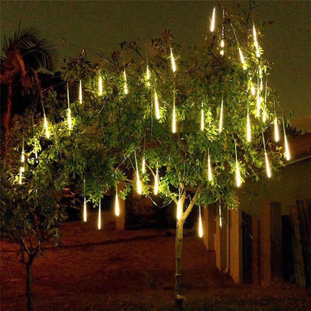 2PCS Meteor Shower Effect Party Decorations Party LED Lights Shower Rain Snowfalls Xmas Tree Garden Outdoor Decoration 30CM: YE