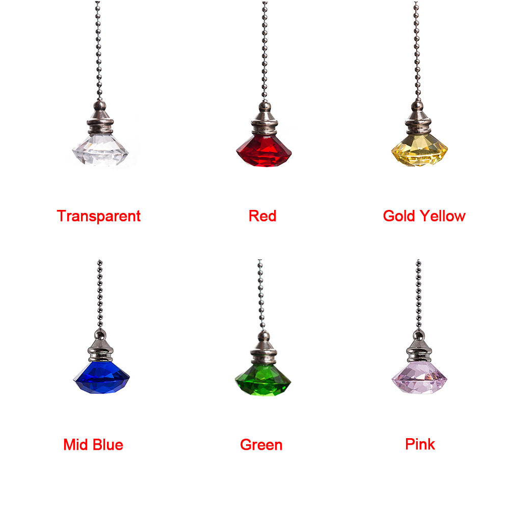 Portable Styling Ceiling Fan Pull Chain Desk Light Dazzling Crystal Home Decor Prism Craft Clear Pendant Hanging Extension
