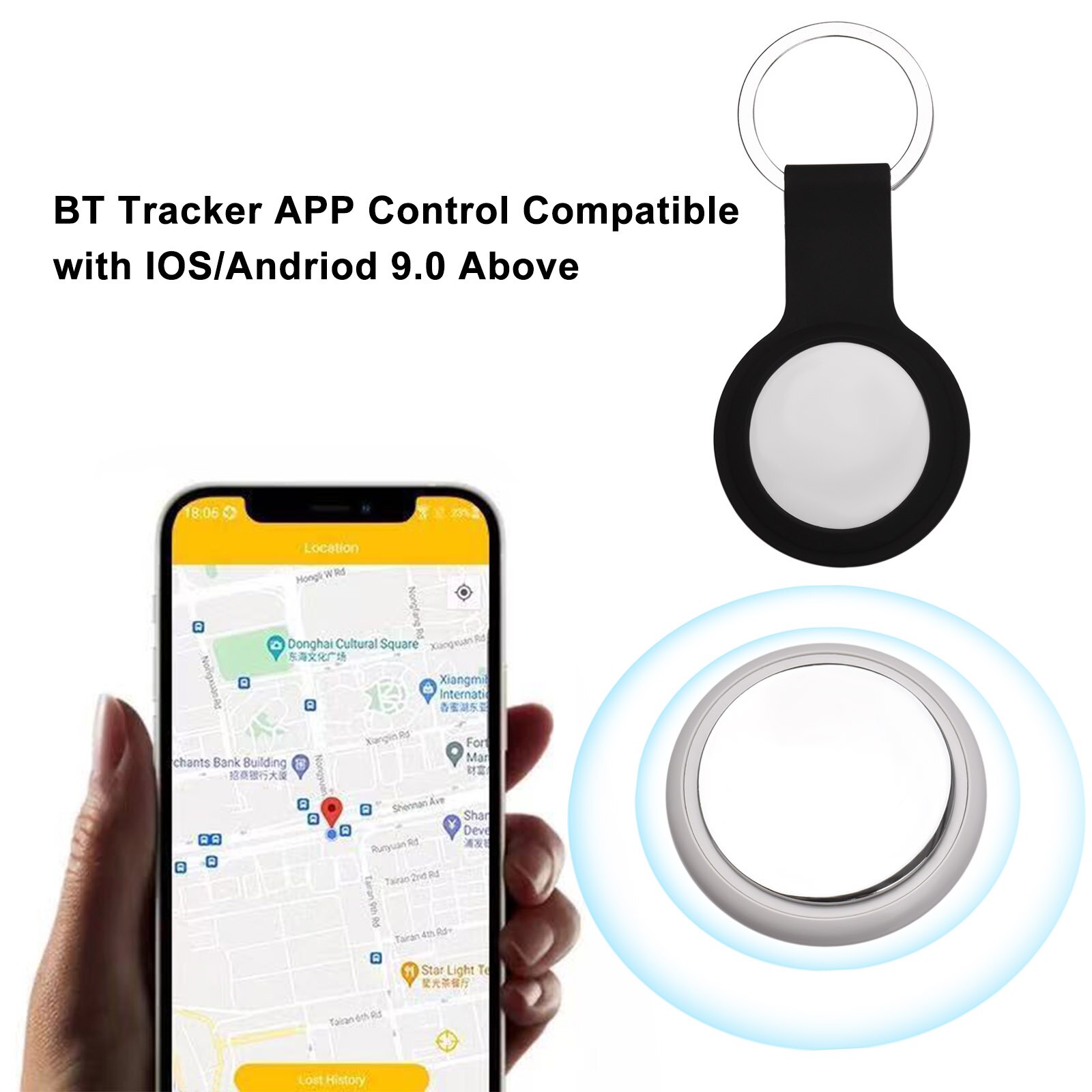 Smart Finder BT Phone Tracker two-way alarm Anti-Lost Device with Silicone Case Protector with Key Ring BT Tracker APP Control