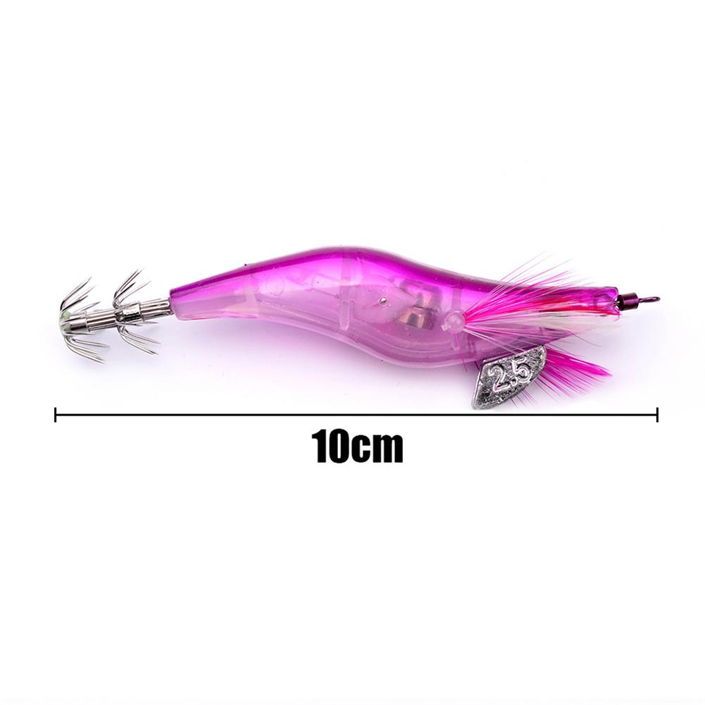 Flashing LED Fishing Lure Flash Light 10cm Minnow Luminous Squid Jig Shrimp Bait Night Fishing Lure Random Color 1PC