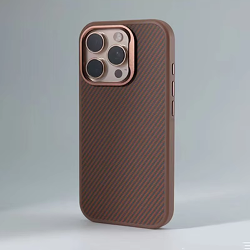 Luxury Carbon Fiber Texture Simple Phone Case For IPhone 12 13 14 15 16 Pro Max Soft Rubber Frame Cover For IPhone 16 15 ProMax: PU / Brown
