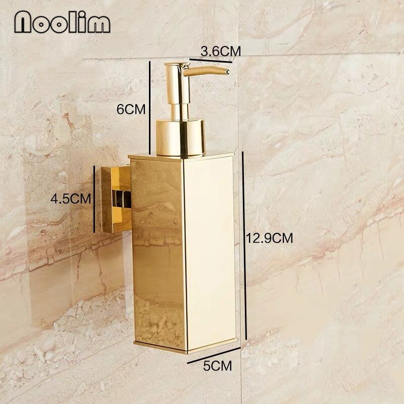 Wall-mounted Stainless Steel Gold Plated Liquid Soap Dispenser Hand Sanitizer Bottle Shower Gel Shampoo Squeeze For Bathroom