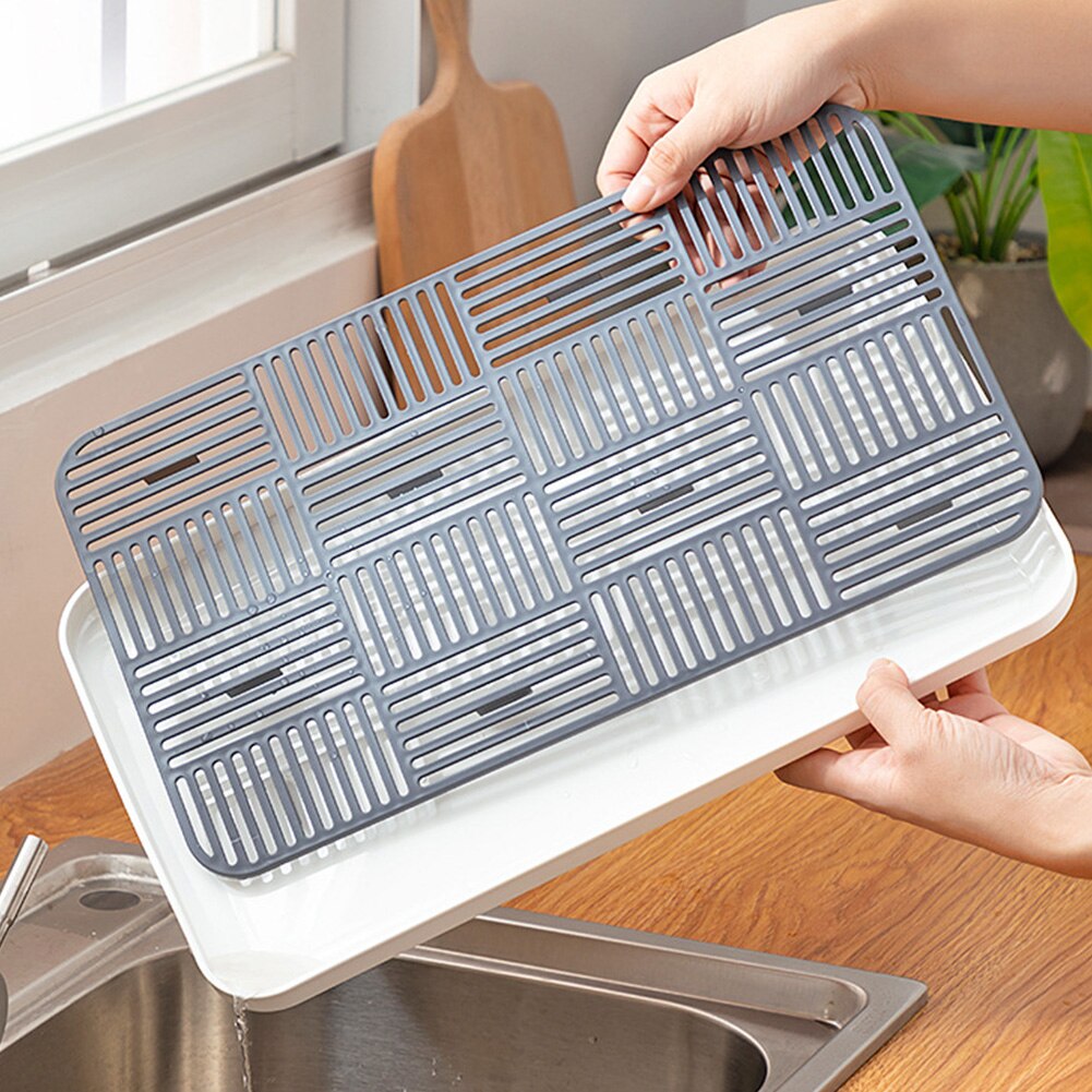 Afløbsstativ køkken plastopvaskebakke stor vask tørrestativ bordplade arrangør aftageligt tørrestativ til fade