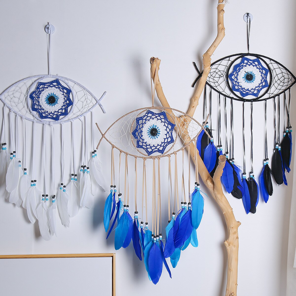 Attrape-rêve bleu turc mauvais œil, fait à la main, tenture murale créative, décoration de la maison, ornement de salle, de noël