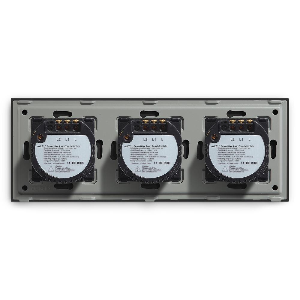 Bseed 6 Gang Touch Dimmer 228mm Light Dimmer Switch Crystal Class Panel Switch White Black