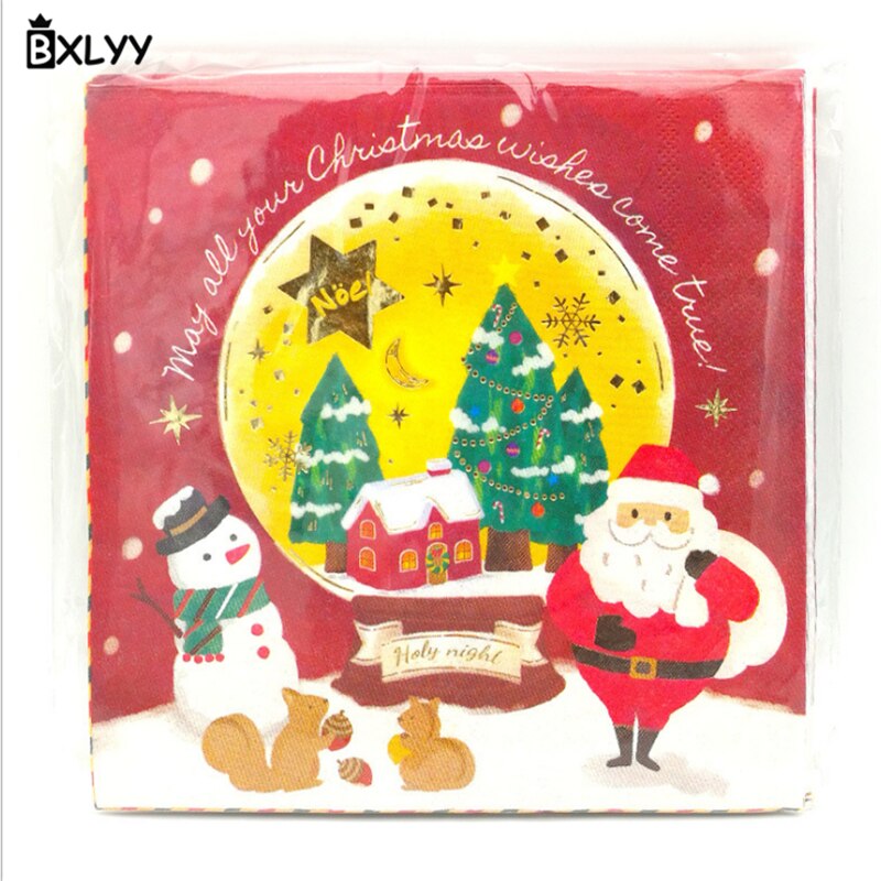 BXLYY Kerst Dubbeldekker Afdrukken Papieren Handdoek Kerst Decoratie Feestartikelen Home Decoratie Accessoires Baby Shower.7