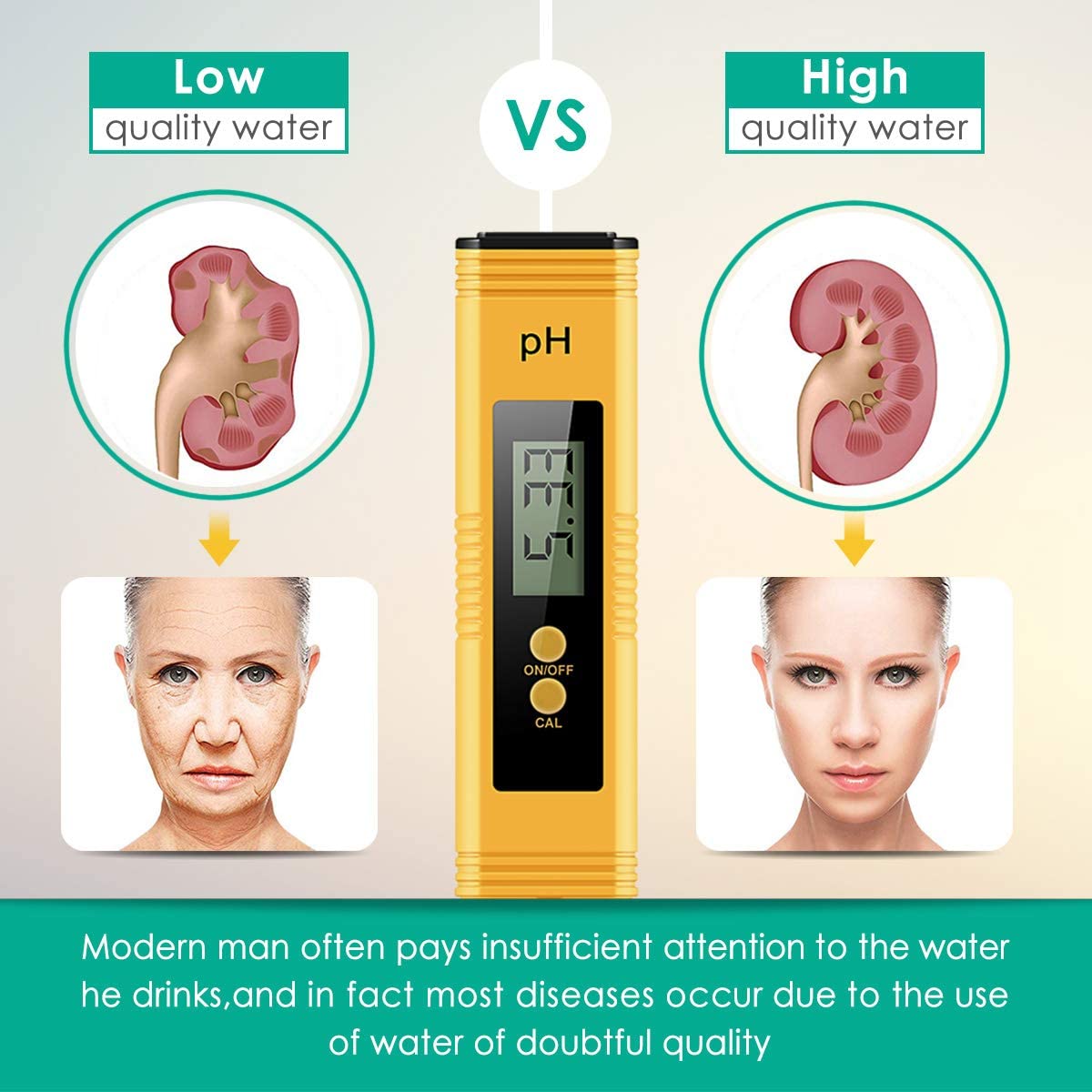 Medidor de PH Digital LCD de alta precisión, probador de agua para agua, comida, acuario, piscina, hidropónica, tamaño de bolsillo, 0-14 PH 0,01