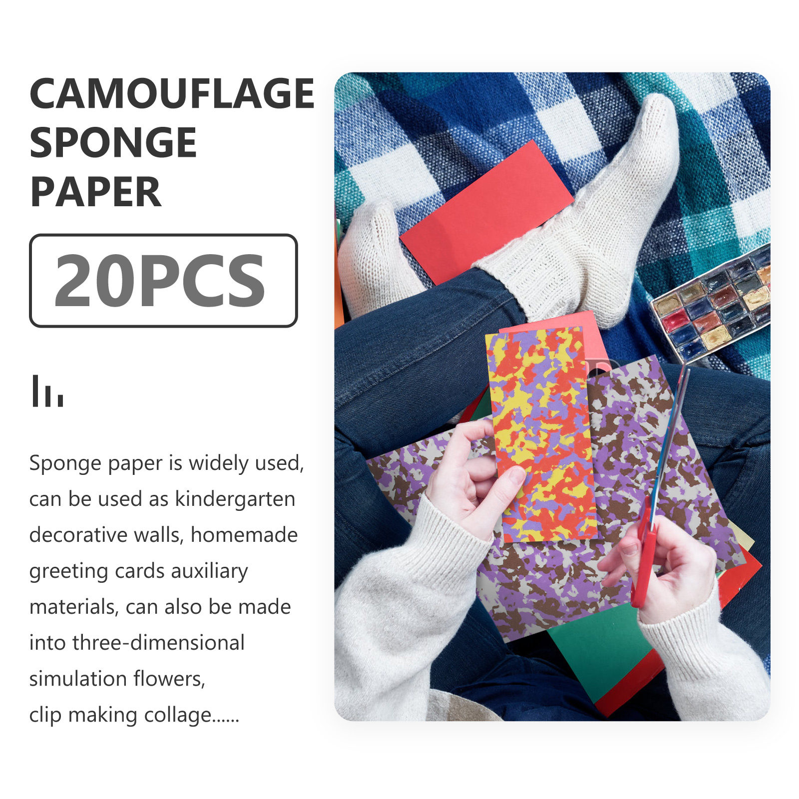 20 stück schwammpapier, diy-tarnmuster, diy-bastelpapier