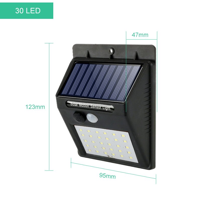 Rechargeable Solar Light 25 30 LED Waterproof PIR Motion Sensor Security Wall Light Outdoor Emergency Solar Lamp: 30D / 1 Piece