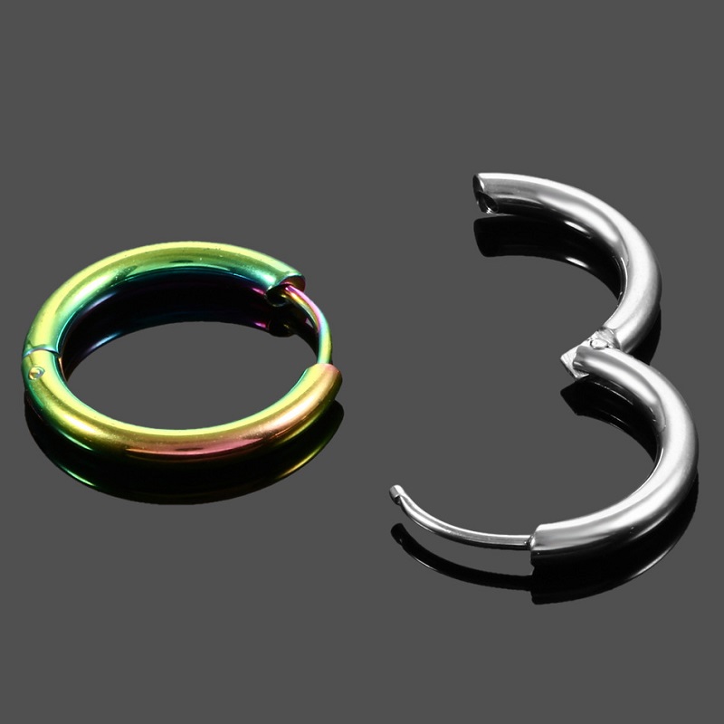 1 par de pendientes de aro de acero inoxidable para mujer/hombre, Piercing para cartílago de la oreja, Tragus, Hip-hop Street Pop, hebilla de oreja antialérgica