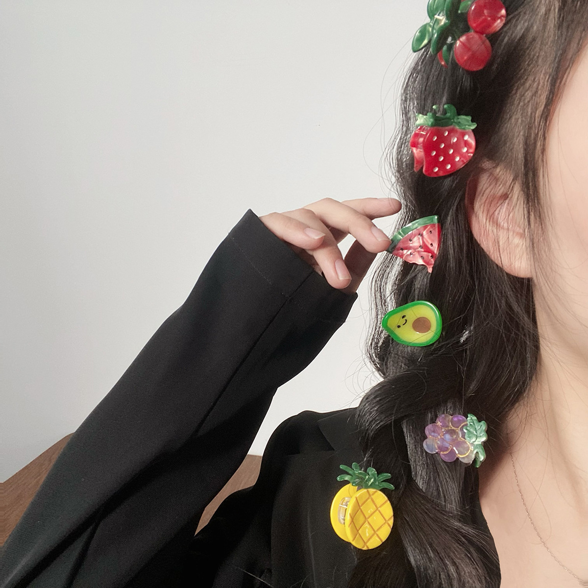 Mini ácido acético de lujo, fruta bonita, flequillo para el cabello roto, accesorios para el cabello