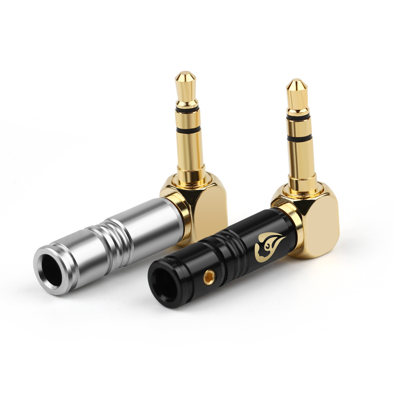 Jack 3.5Mm Koptelefoon Plug 90 Graden Haakse 3 Polen Vergulde Audio Hifi Hoofdtelefoon 4.0Mm Draad Gat solderen Lijn Connector