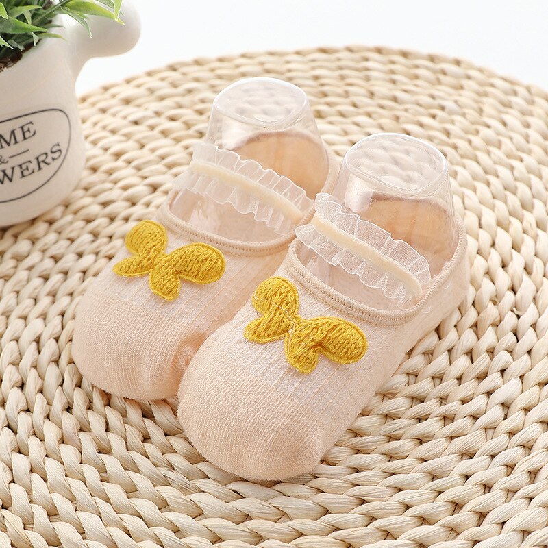 Vinter bomullsstrumpor för nyfödda baby söta tecknade strumpor för flickor tunna mjuk bomull pojke barnstrumpor spädbarn promenadstrumpor: Kaki / L (2-4 år)