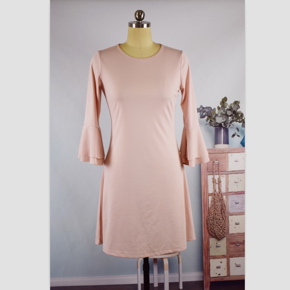 Mother Daughter Dresses Family Matching Outfits Pure Color Family Look Matching Clothes Mom And Daughter Long Sleeve Dress