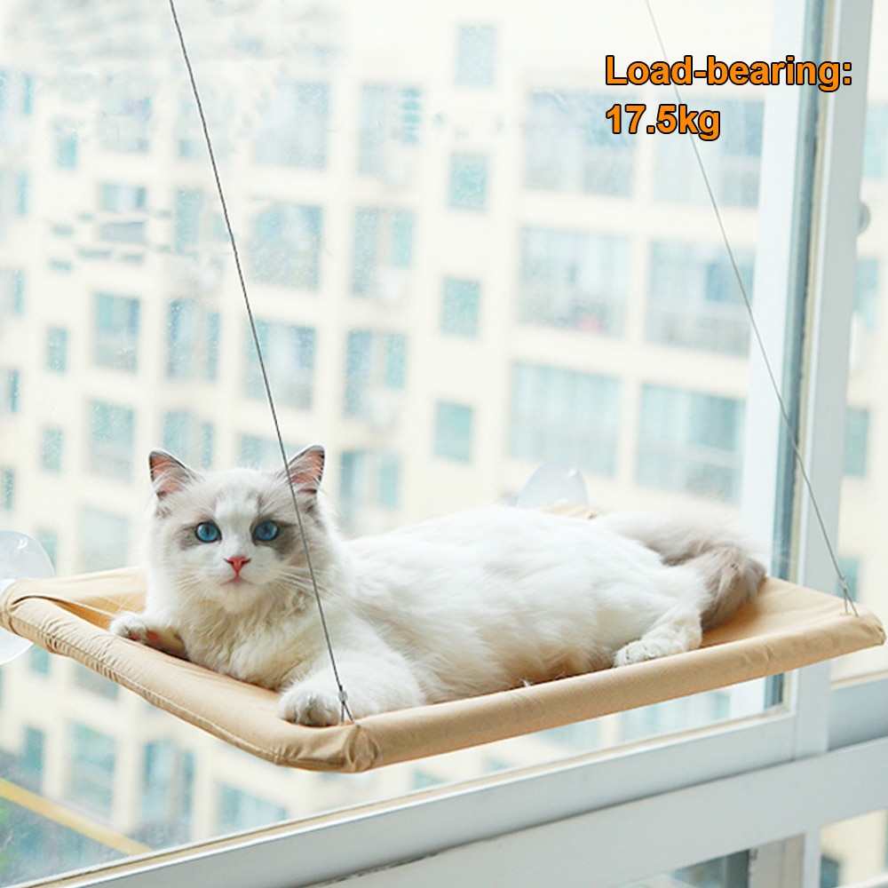 Camas colgantes para gatos, hamaca para ventana cómoda y duradera con esterilla, asiento tipo estante, cama para mascotas, 17,5 KG