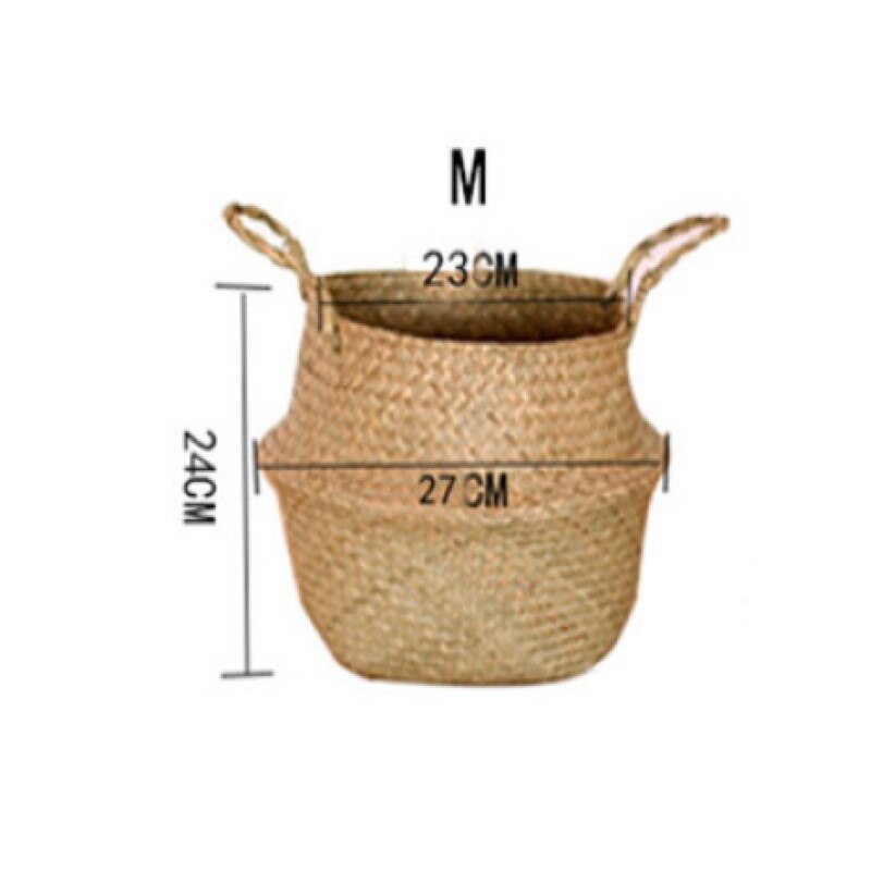Havsgräs kurvkorg rotting hängande blomkruka smutsig tvättkorg förvaringskorg: 27cm / S
