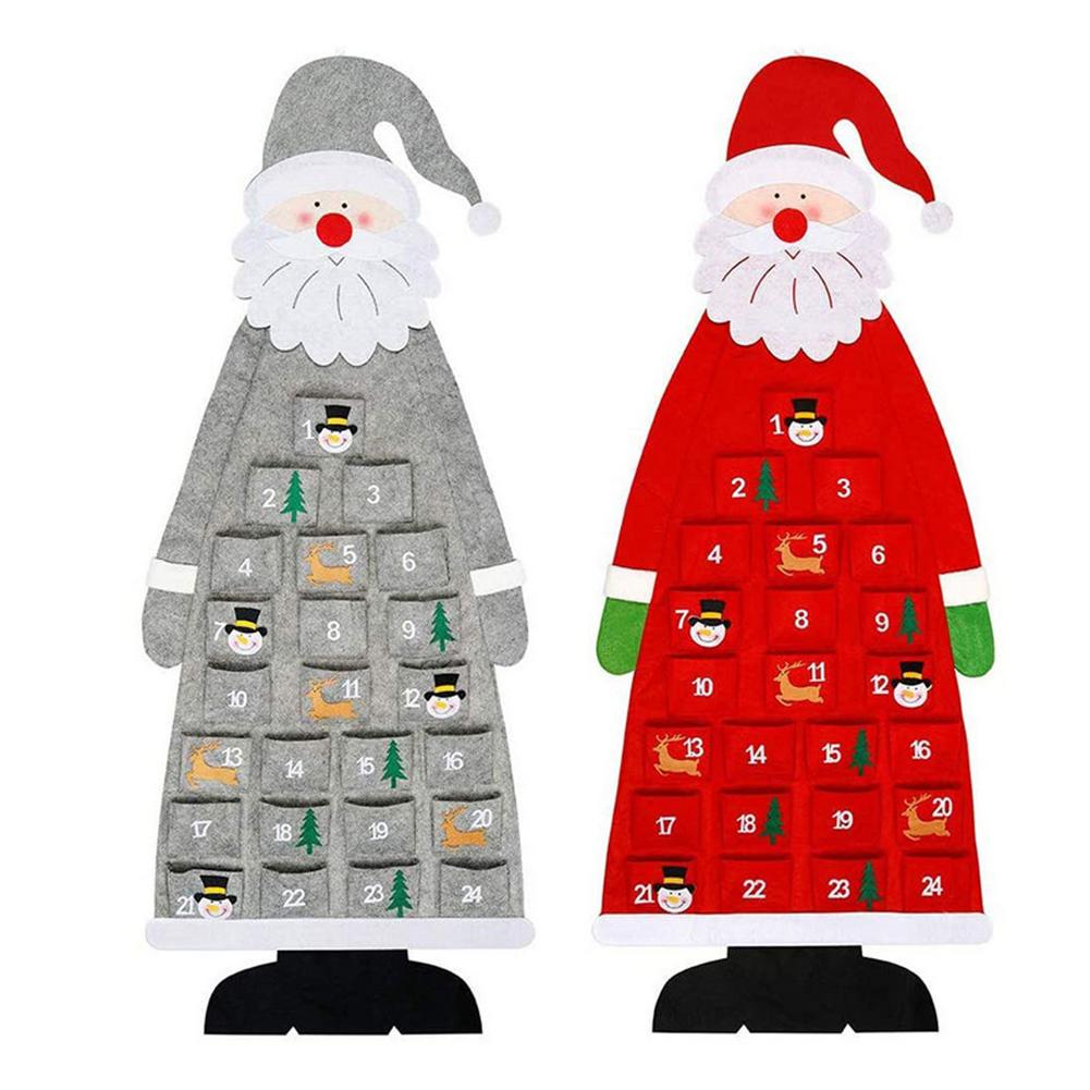 Christmas Advent Calendar With Pockets Felt Fabric Wall Hanging Santa Claus Advent Calendar Exquisite Countdown Decoration
