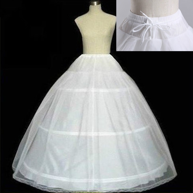 Hvid 3 bøjler underkjole crinoline slip underskørt til brudekjole brudekjole på lager