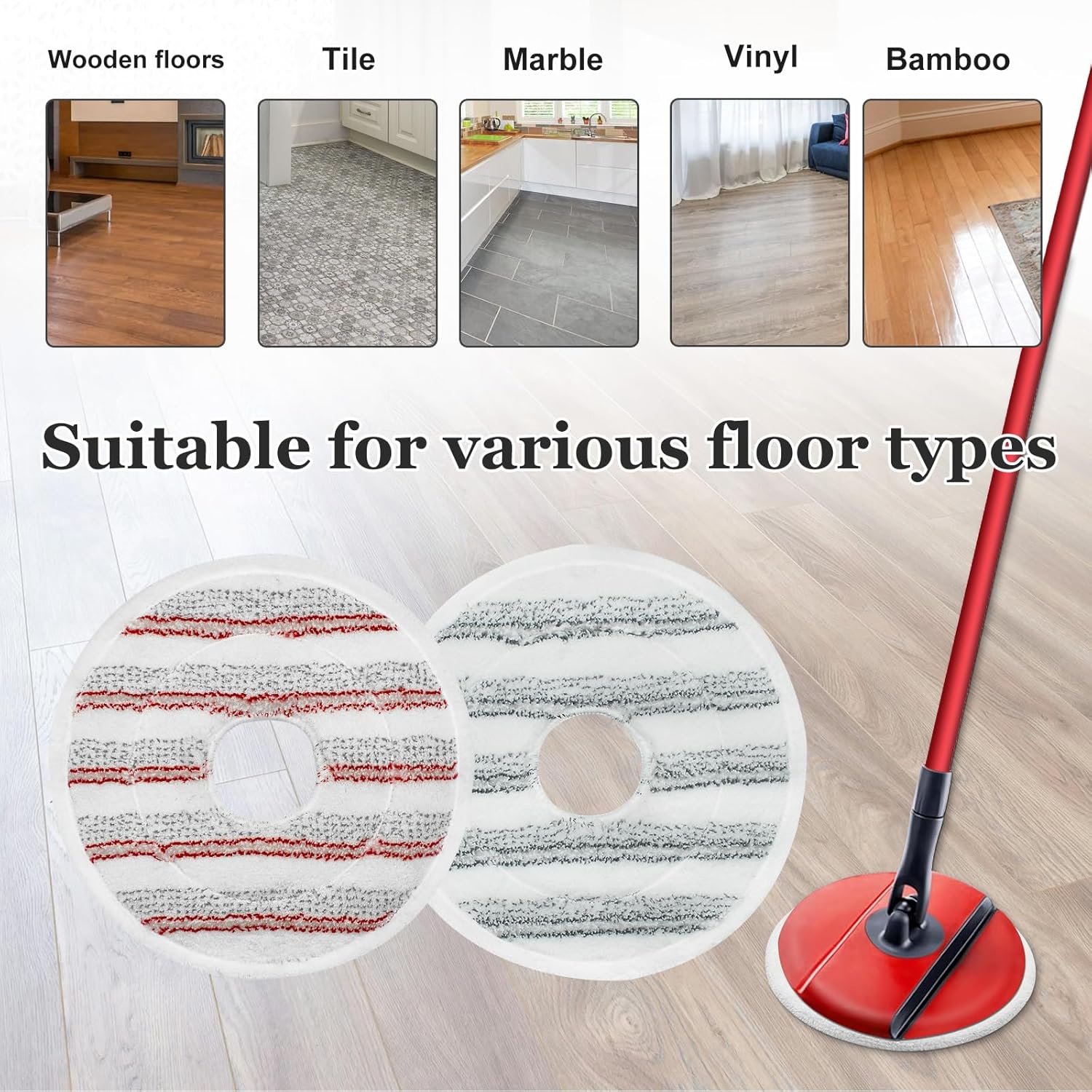 Moppepuder til erstatning af vileda clean spin moppehoved, udskiftning af vaskbart hoved i mikrofiber til rengøring af gulve