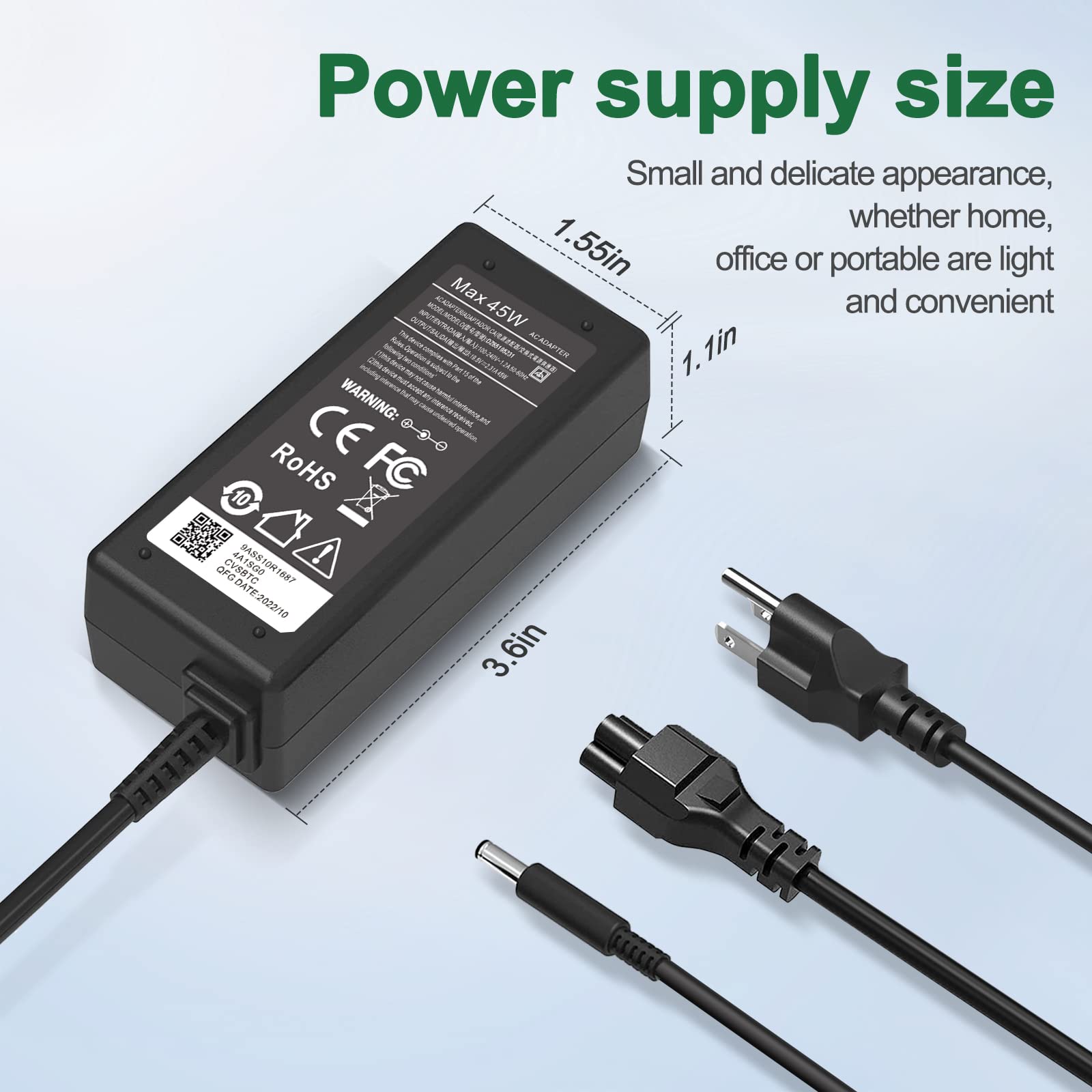 65W Charger for Dell Laptop Charger,AC Adapter for Dell Inspiron 15 3000 5000 Series Laptop Power Supply Cord