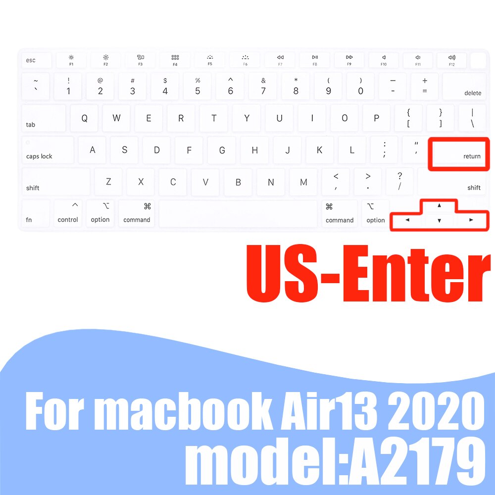 For Macbook Air13 Laptop Keyboard Cover Protective Film Air13.3 A2179 Silicone Keyboard Cover US/EU/JP Color Dust Cases: A2179 US white