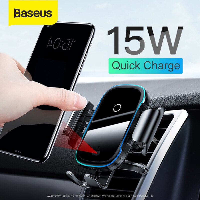 Baseus 15W Qi Auto Draadloze Oplader Auto Telefoon Voertuig Houder Elektrische Houder Draadloze Quick Charger Voor Iphone X Xs 8 Samsung S9