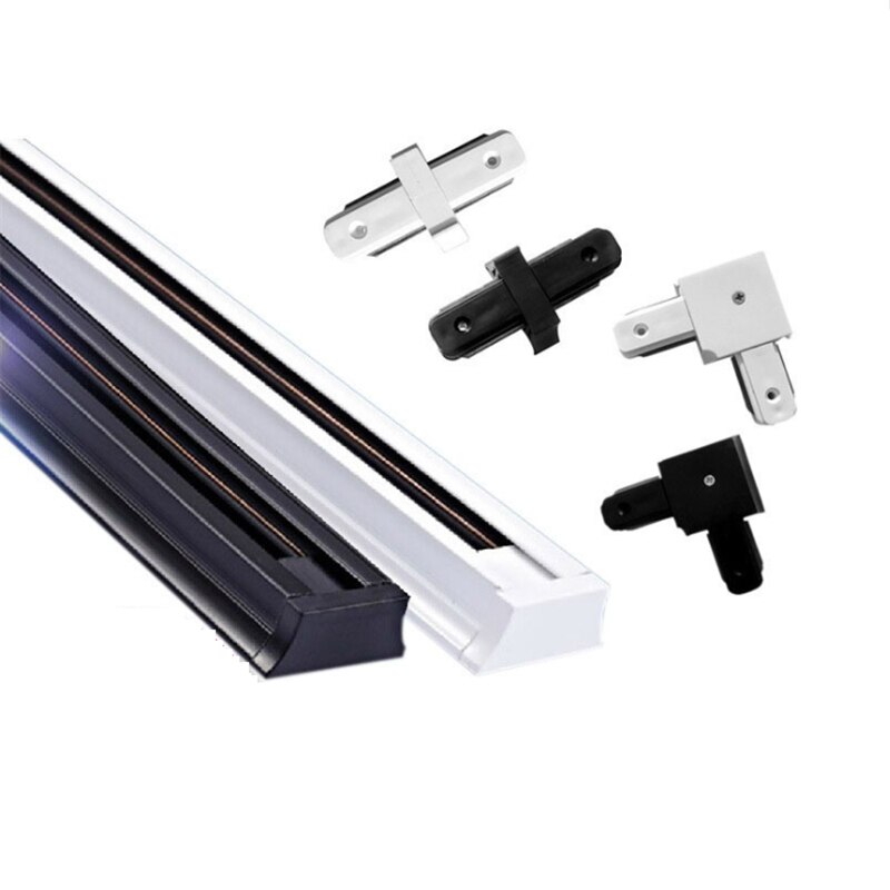10 stks/partij led Track light rail voor 2 lijn, 150/200 cm aluminium wit en zwart lead rail met connectoren, plafond/wall mounted