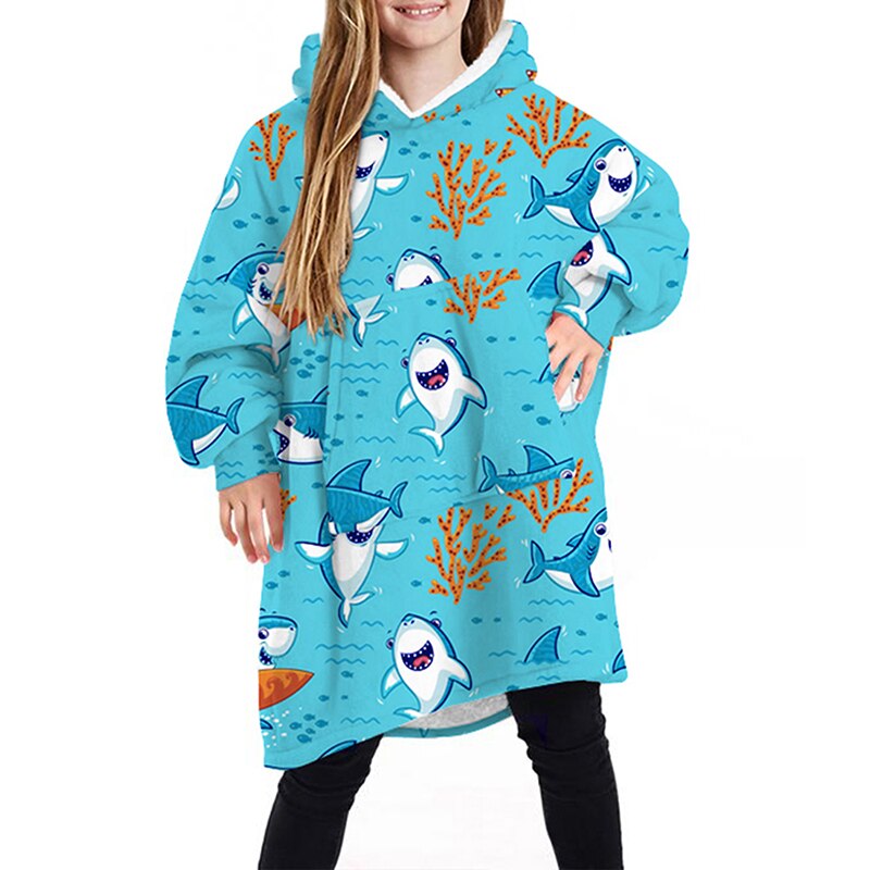 CYSINCOS enfants hiver TV poche à capuche couvertures enfants peignoir canapé confortable couverture sweat en peluche couvertures outwear: 08