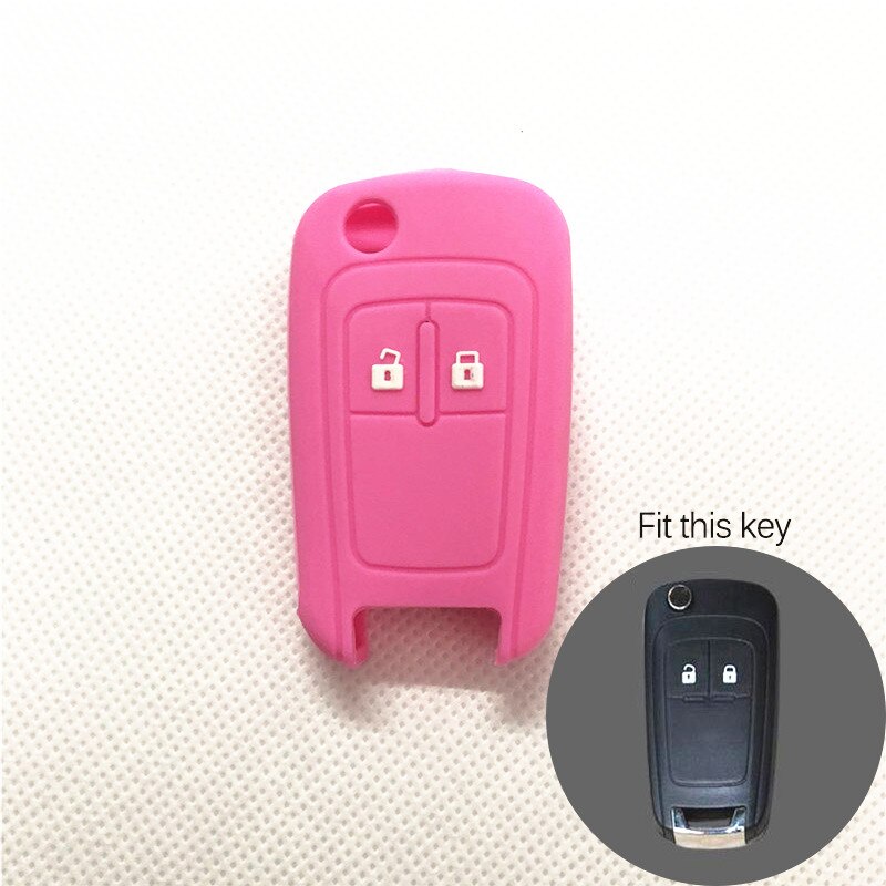Silicone car key cover key protector keychain case for Chevrolet Cruze TRAX Lova Spark Onix Silverado Volt Camaro Aveo Sail: 2 key pink