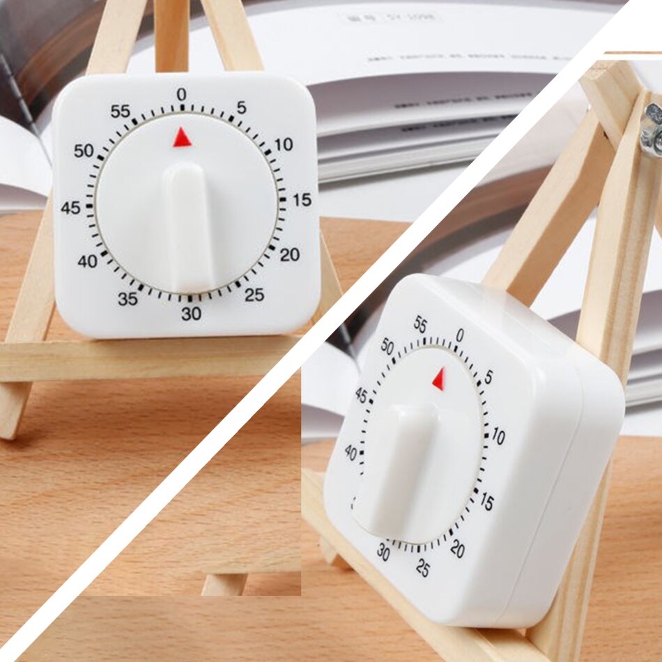 60 Minutes Kitchen Timer Digital Count Down Alarm Reminder Tool White Square Shape Mechanical Timer For Kitchen Cooking