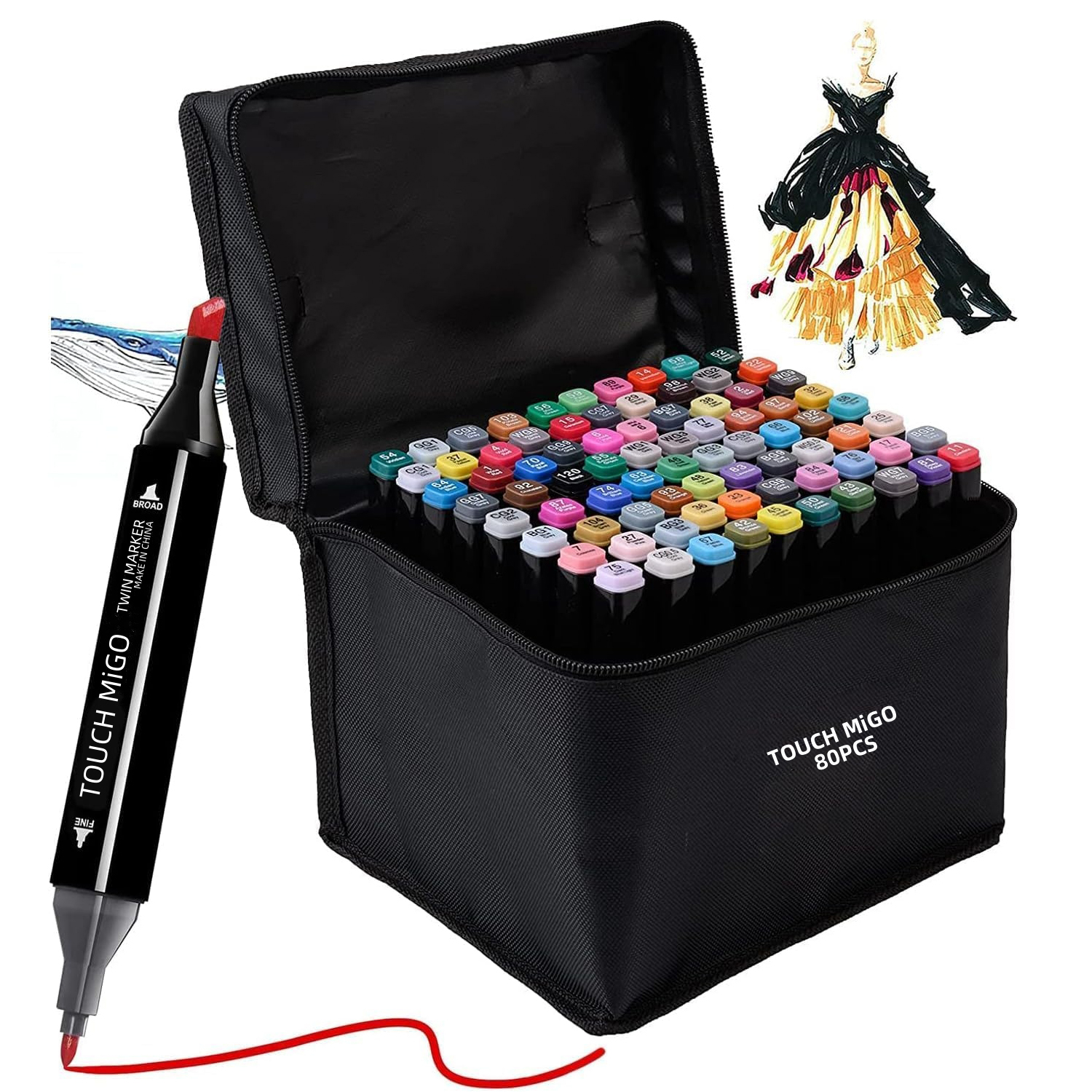 Zestaw markerów artystycznych 24-80 kolorów, markerowe pisaki na bazie alkoholu i oleju, dwustronne, trwałe pisaki robić kolorowania, graffiti, mangi, artykuły szkolne i plastyczne.