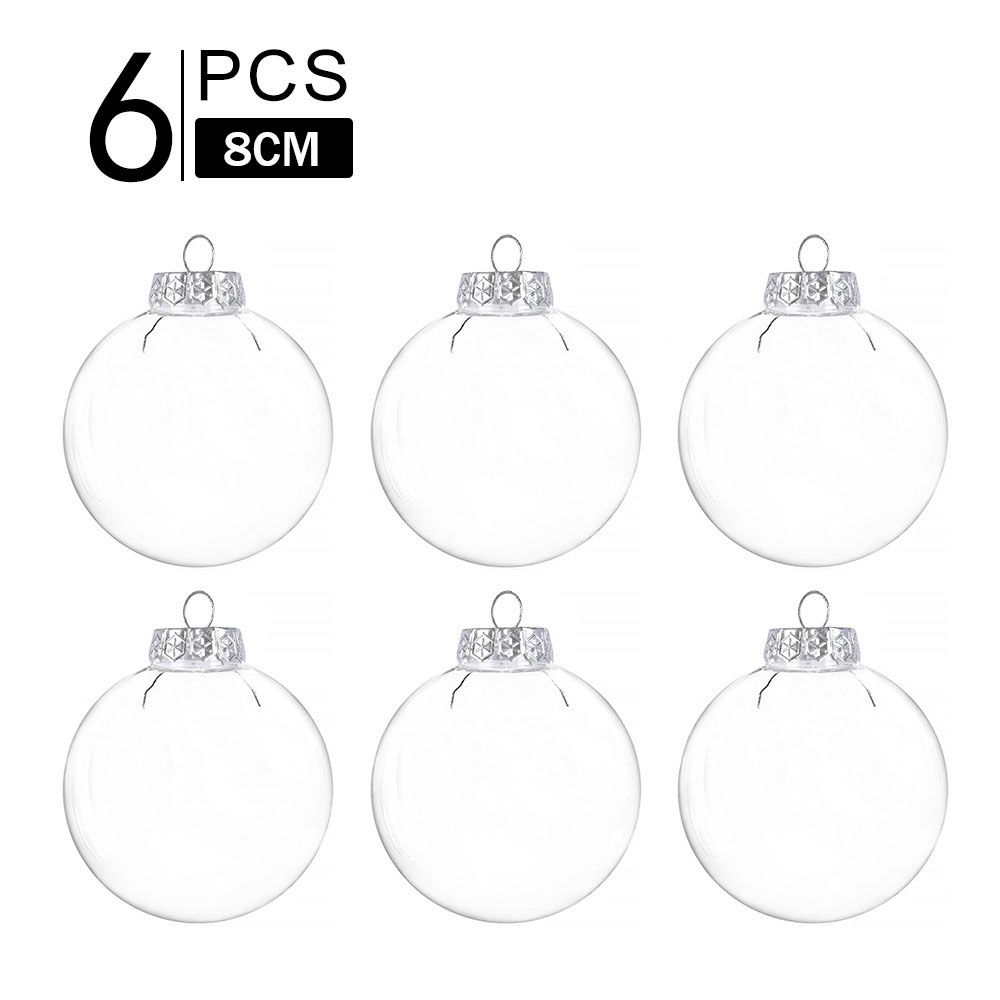 6 stuks bruiloft invulbare kerstballen kerstboom ornament duidelijke ballen hangend plastic: Fluorescentie Geel