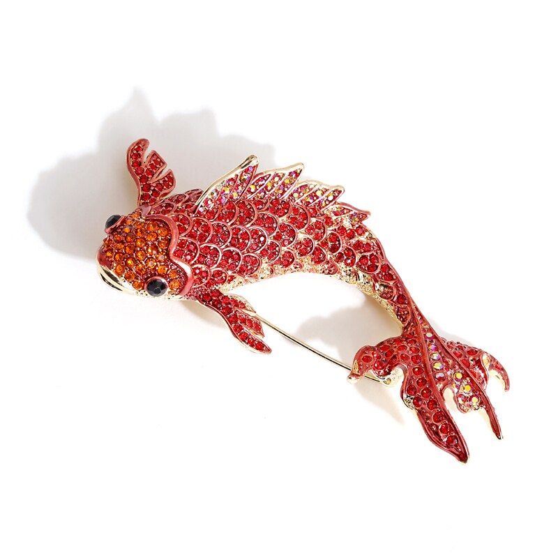 Muylinda Rode Karper Vis Crystal Broche Sieraden Vintage Broche voor Vrouwen Strass Pin En Broches Accessoires