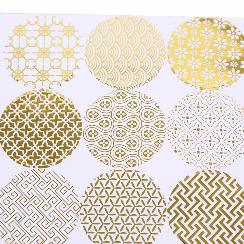 90pcs/lot Diameter 4cm Round Foil Gold Seal Sticker Transparent Pattern Series DIY Multifunction Label Baking Sticker