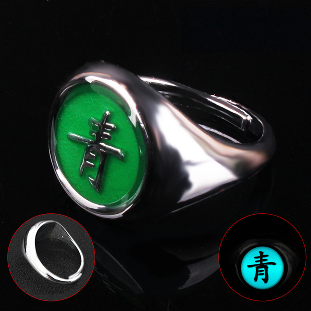 Anillo luminoso de Cosplay de Naruto de Anime japonés, anillo Akatsuki, accesorios de anillo para hombre, accesorios de decoración para dedo, Anillos Akatsuki Itachi: Negro
