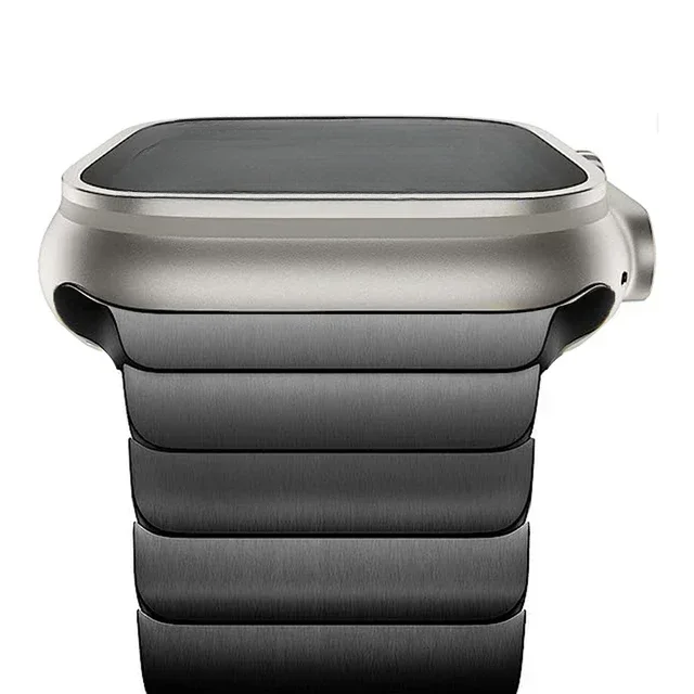 Bracelet couleur titane pour Apple Watch Ultra 2 49mm 10 46mm 9 8 7 5 4 se 6 boucle pour iwatch 45mm 41 42 44mm bracelet en acier inoxydable: Black / 20mm