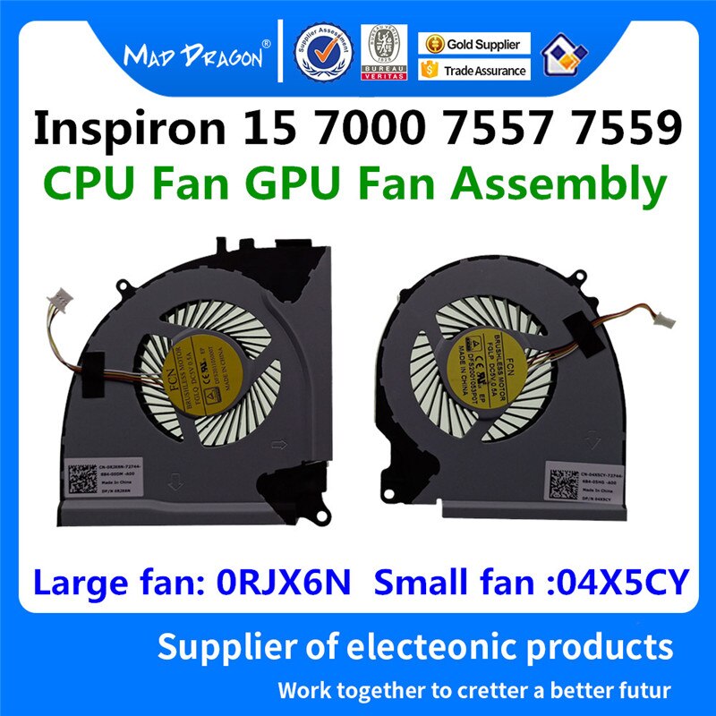 pazzo DRAGO di Marca del computer portatile nuovo Ventola DELLA CPU GPU Ventola del Dissipatore di calore Ventola per dell Inspiron 15 7000 7557 7559 0CC0KN CC0KN RJX6N 4X5CY: 0RJX6N - 04X5CY